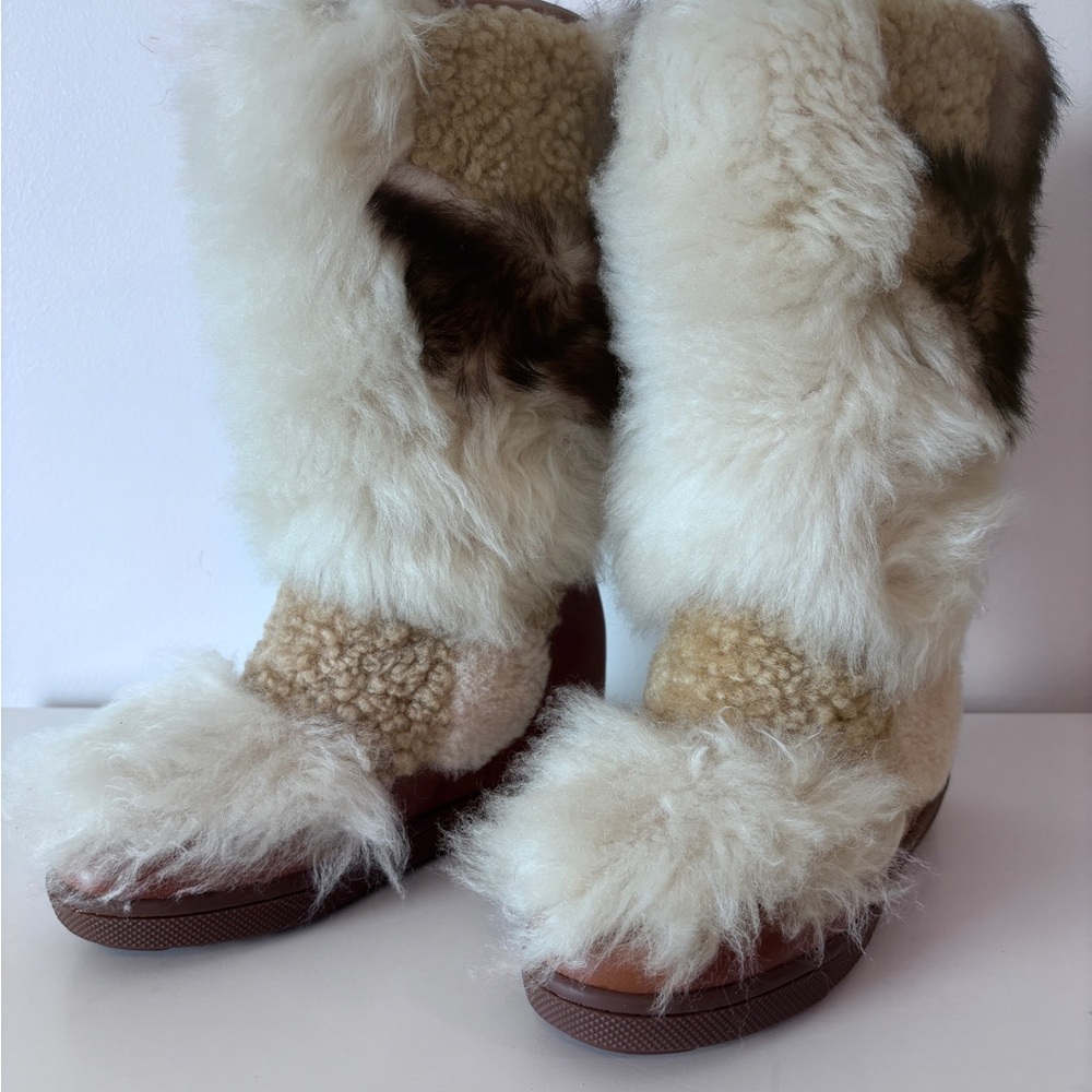 NIB COACH Morton Calf/Shearling Mix Saddle/Natural Boot - Picture 5 of 13